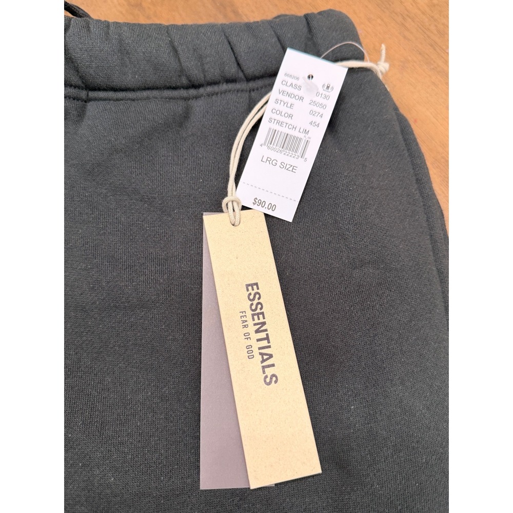 Fear of God Essentials Sweatpants Stretch Limo Black Logo Joggers L 130BT212170F - Picture 2 of 5